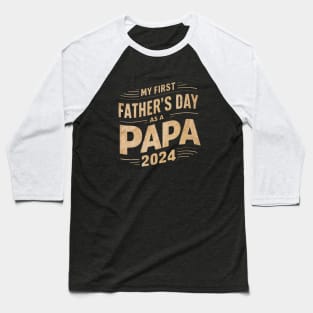 First Time Papa Est 2024 Fathers Day Baseball T-Shirt